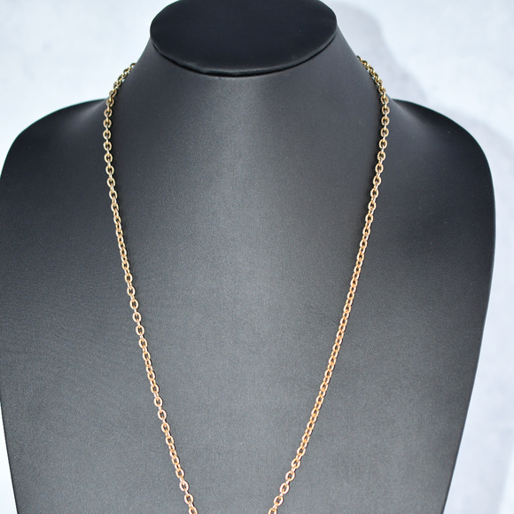 Vintage Gold Tone Etched Rolo Necklace w/Pendant - Picture 2 of 4